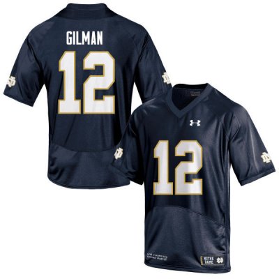 Notre Dame Fighting Irish Men's Alohi Gilman #12 Navy Under Armour Authentic Stitched College NCAA Football Jersey GSI8499AK